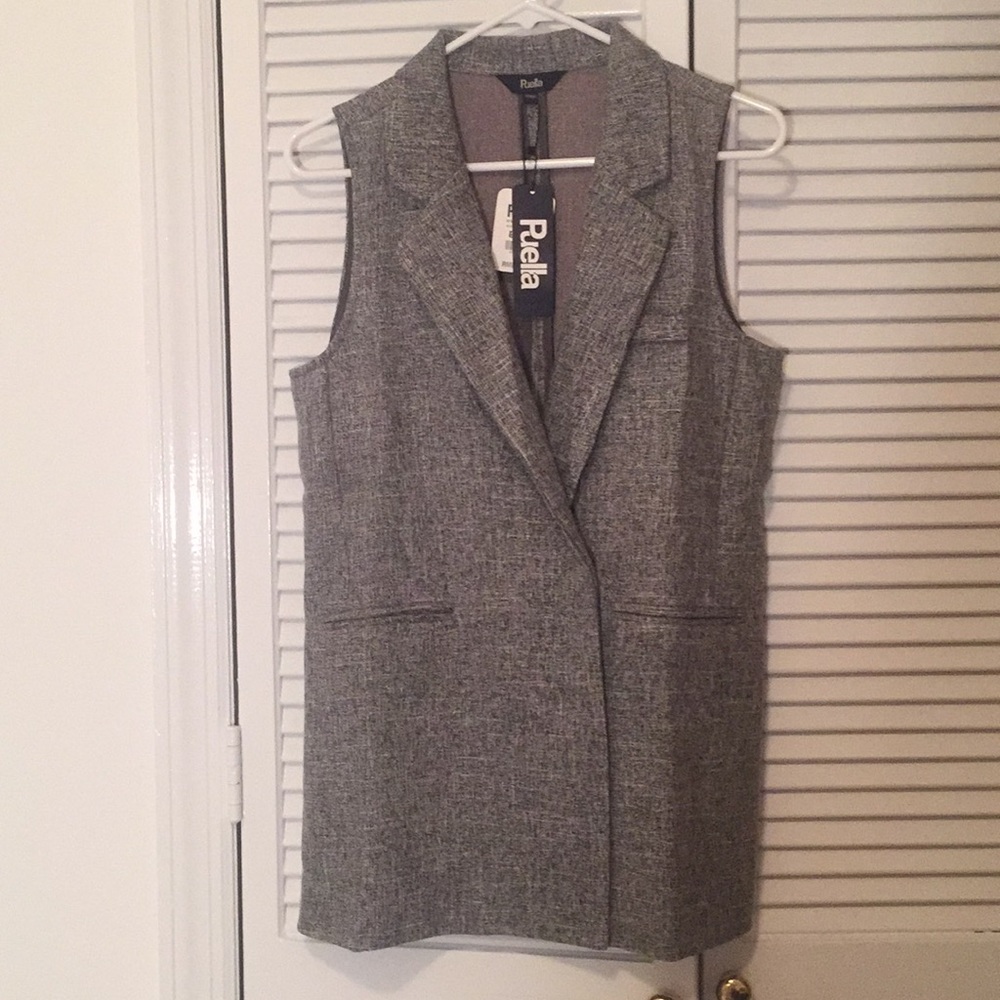Gray Mid-length Collared Vest